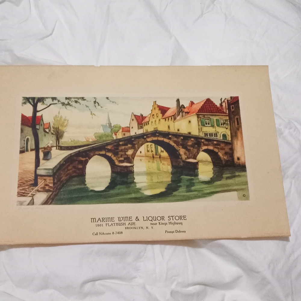 VINTAGE MEMORABILIA ARTWORK PRINT of Le pont du Canal Printed by BONNIST & ZONEN